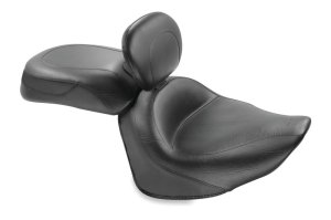 Yamaha Raider Two-Piece Motorcycle Seat - Mustang Motorcycle - Wide Touring with Driver Backrest - Black - `08-`17